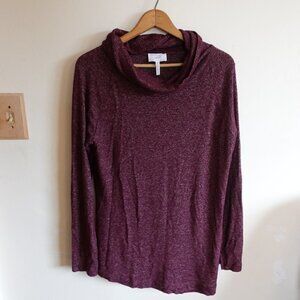 𝅺SOMA Wknd Cowl Turtleneck Long Sleeve Tunic Heathered Purple Medium